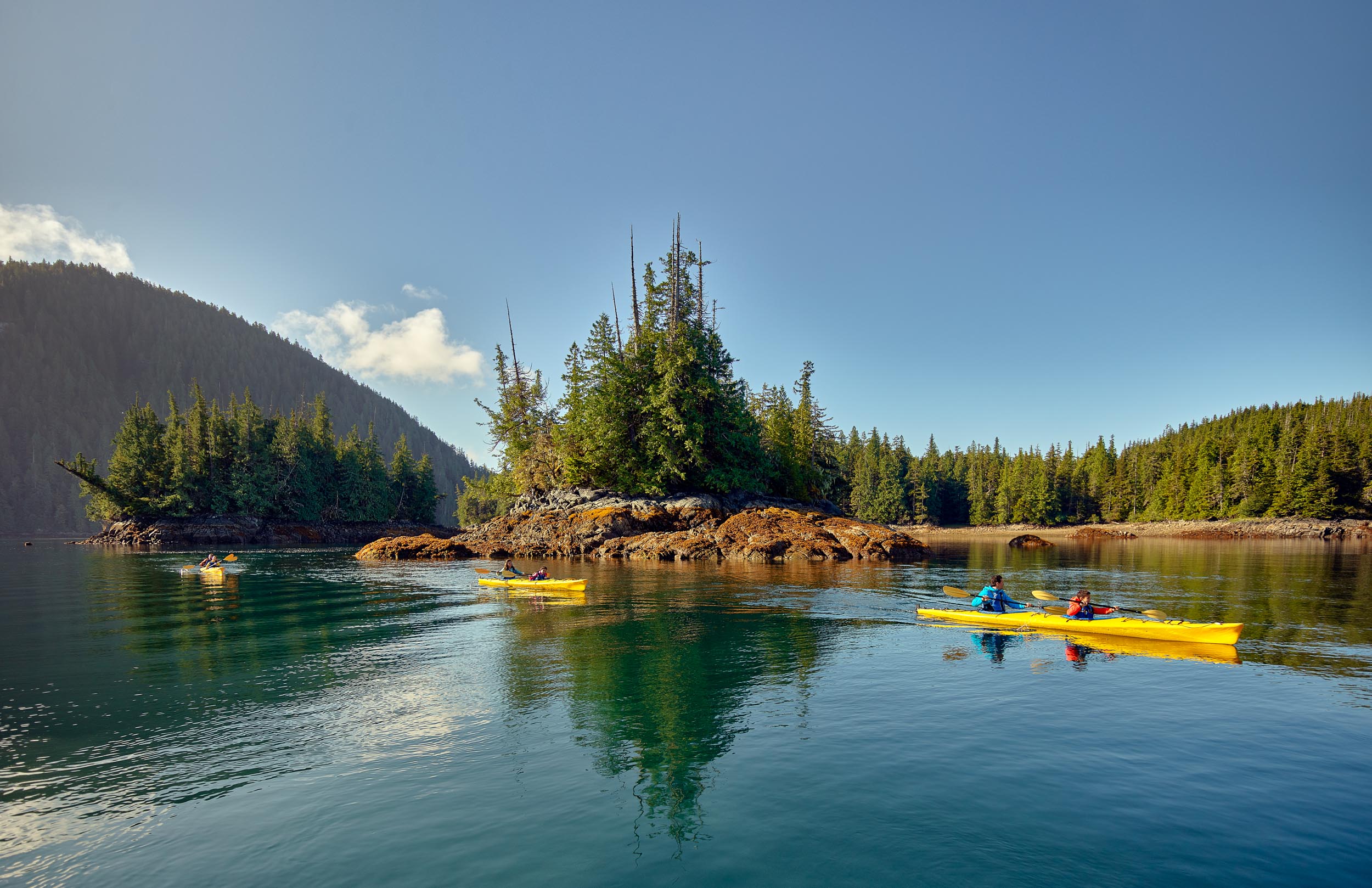 Kayaking in the waters of southeast Alaska