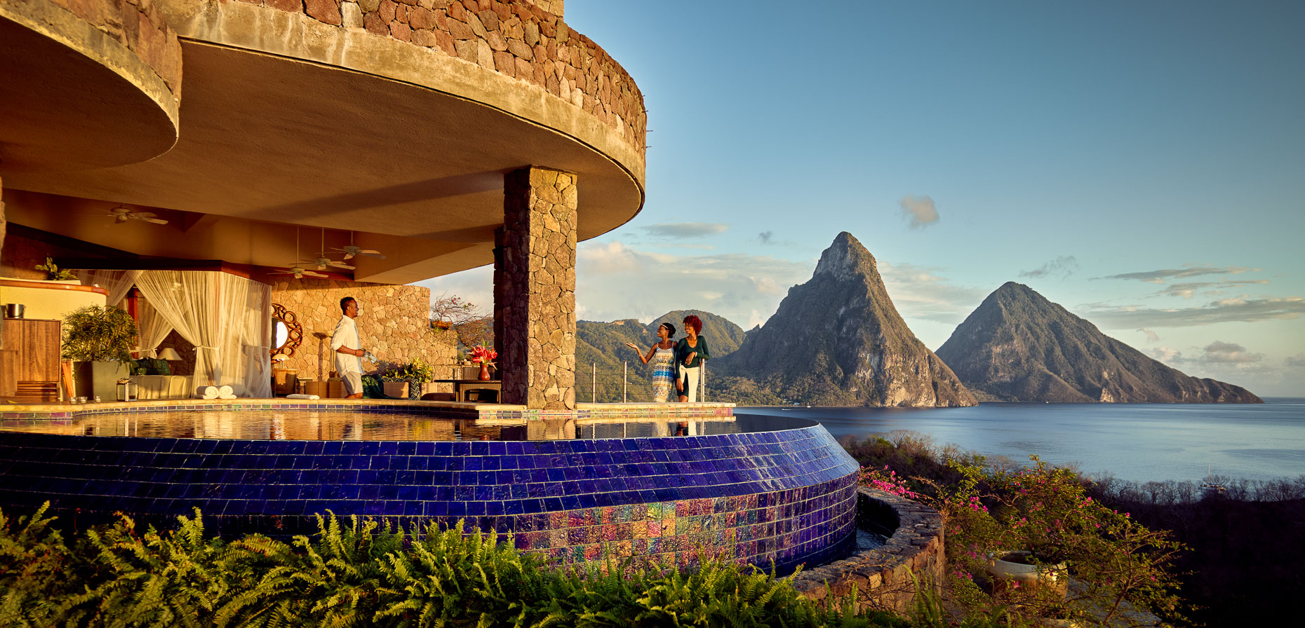 Kevin Steele - Relaxing at sunset at beautiful Jade Mountain Resort