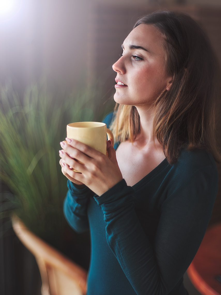 Kevin Steele - portrait of a young woman and coffee cup