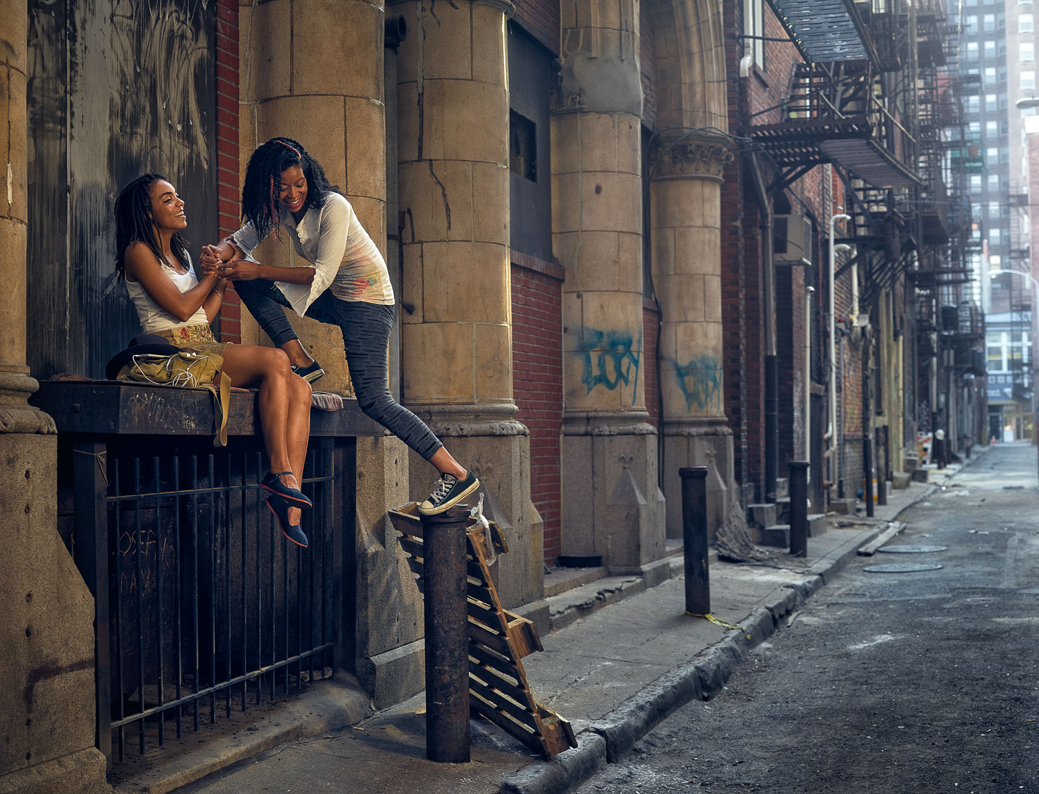 Kevin Steele - urban alley and two girls in Philadelphia