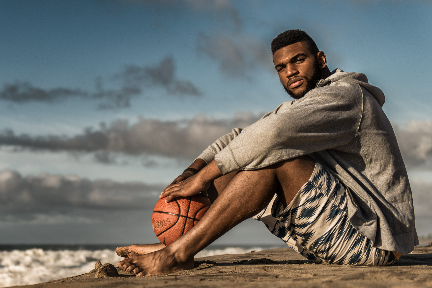 Kevin Steele  - portrait of an NBA basketball pro on the beach